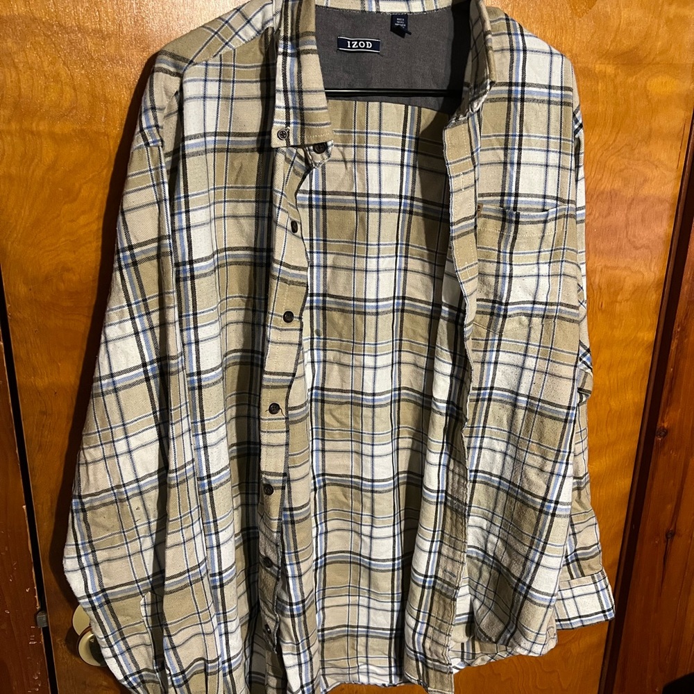 IZOD Flannel (Tan/Blue Color) SIZE XL